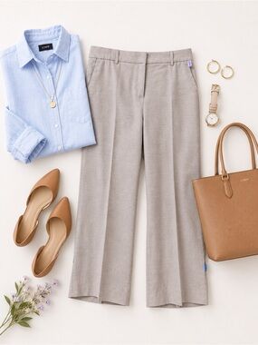 J. Crew Women’s Peyton Slim Wide-Leg Dress Pants in Taupe